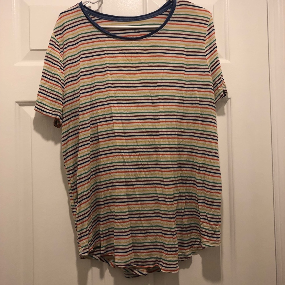short sleeve rainbow striped shirt